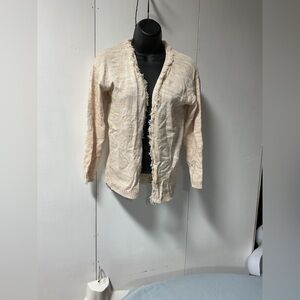 Cat & Jack Cream Open-Front Frayed Knit Cardigan